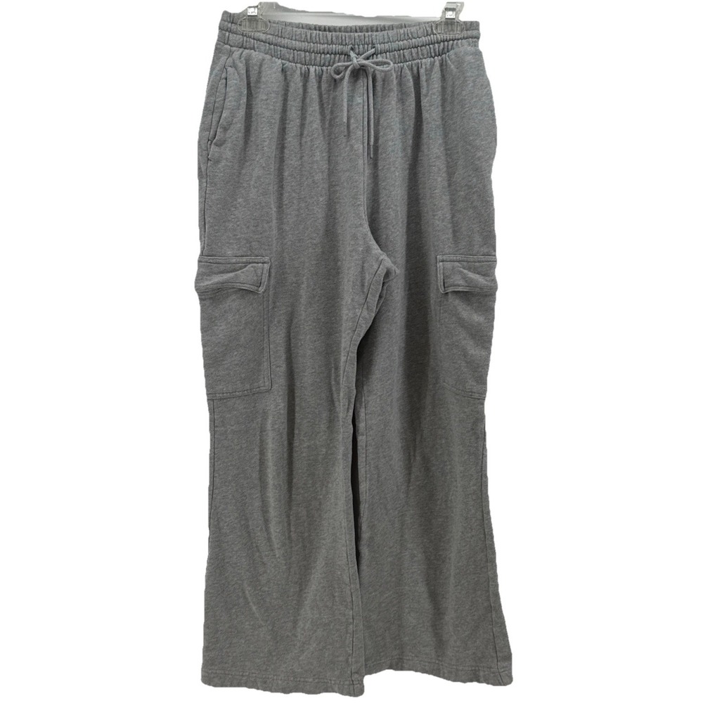 Old‎ Navy Womens Gray Cargo Sweatpants Wide Leg Fleece Drawstring Pants Medium